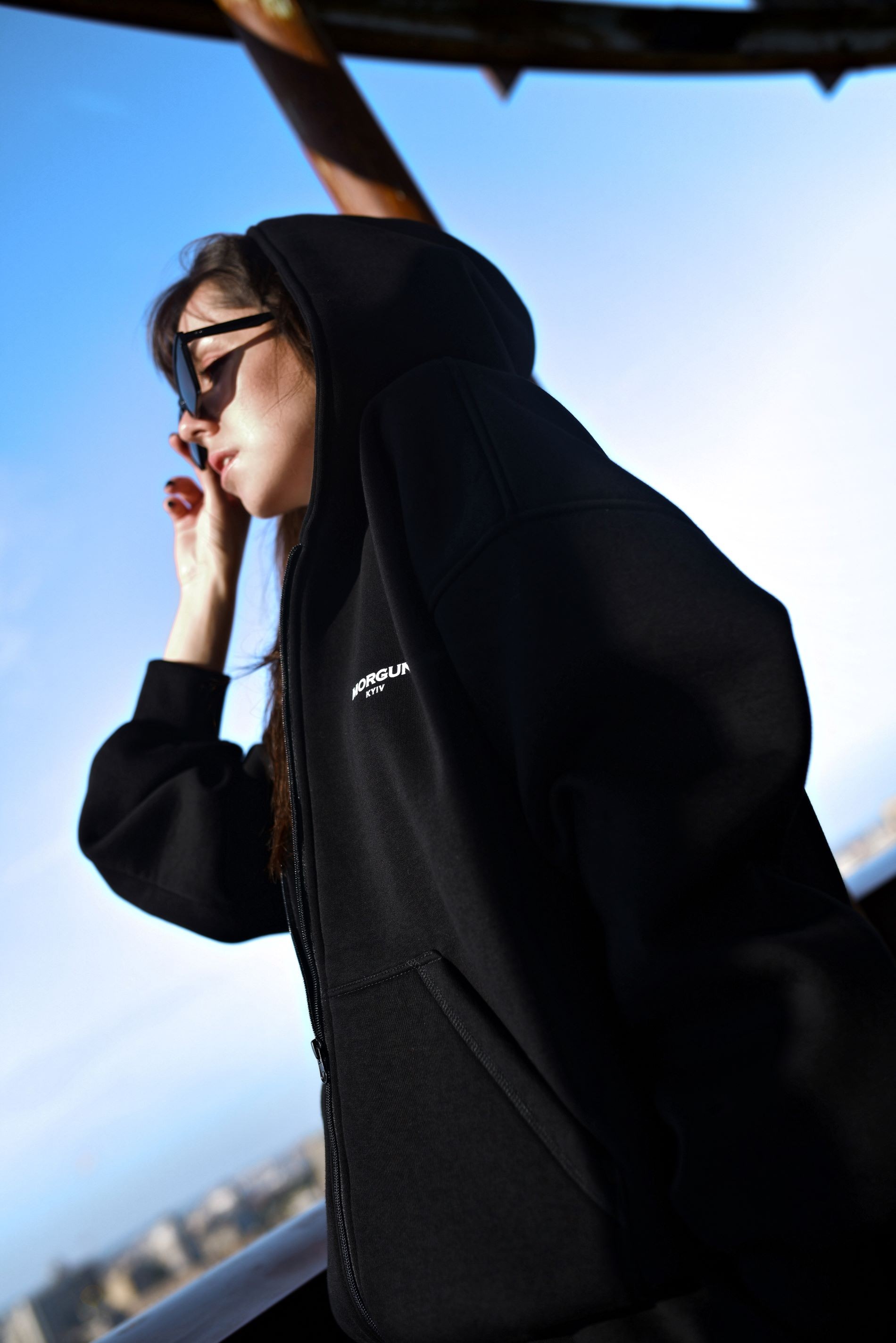 UNISEX OVERSIZED ZIP HOODIE BLACK